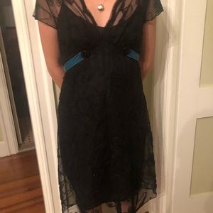 black slip with 3/4 sleeve lace dress